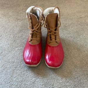 Red Sperry duck boots Size 11
